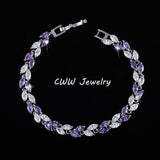DELIGHTFUL Trendy AAA+ Cubic Zirconia Simulated Diamonds Silver Color Leaf Charming Bracelets - The Jewellery Supermarket