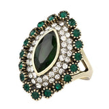 NEW Green Crystal Flower Statement Necklace Earring Ring Fashion Rhinestone Luxury Jewellery Set - The Jewellery Supermarket