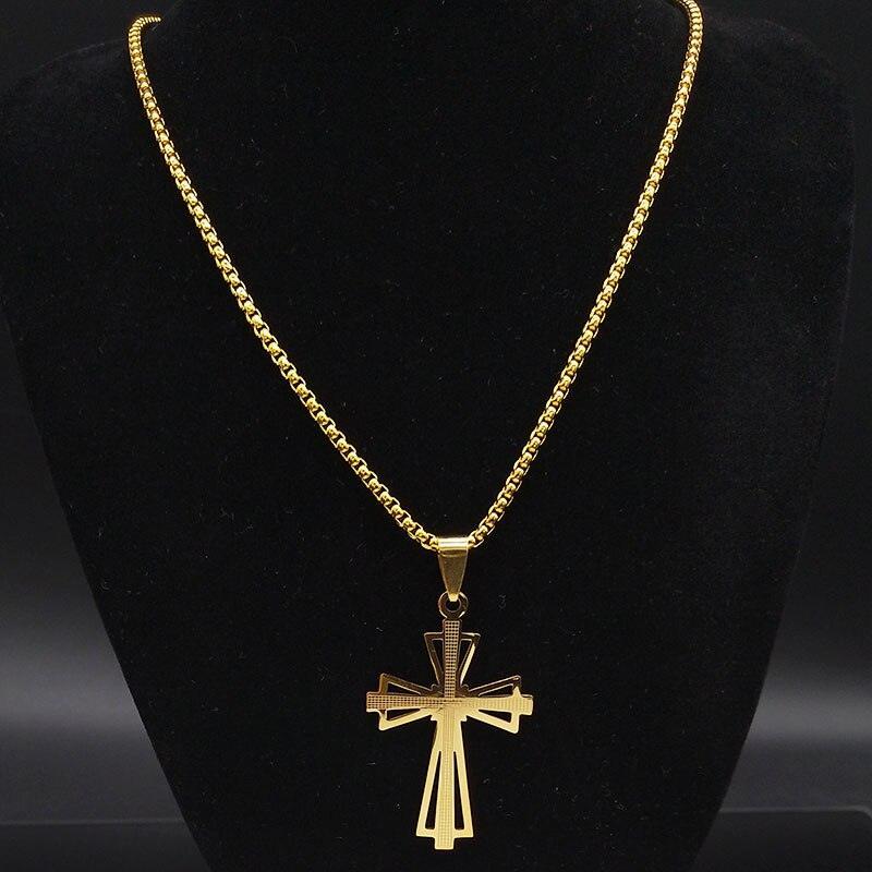 Marvellous Gold Color Chain Christian Cross Stainless Steel Necklace - Religious Jewellery - The Jewellery Supermarket
