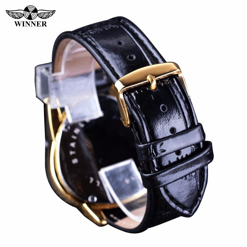 NEW - Luxury Men Golden SteampunkTriangle Skeleton Movement Mechanical Wrist Watch - The Jewellery Supermarket
