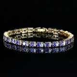 SUPERB Stylish Square Cut Sparkling AAA+ Cubic Zircon Simulated Diamonds Yellow Gold Color Tennis Bracelet - The Jewellery Supermarket