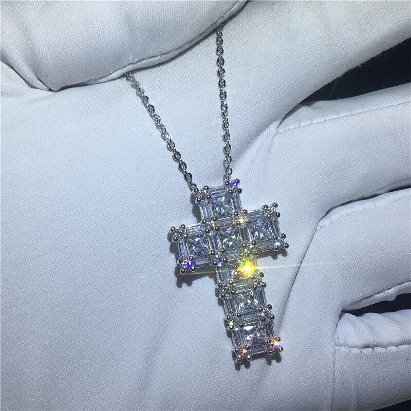 Luxury Cross Pendant AAA+ Cubic Zirconia Diamonds 925 Sterling silver Cross Pendants Necklaces - The Jewellery Supermarket