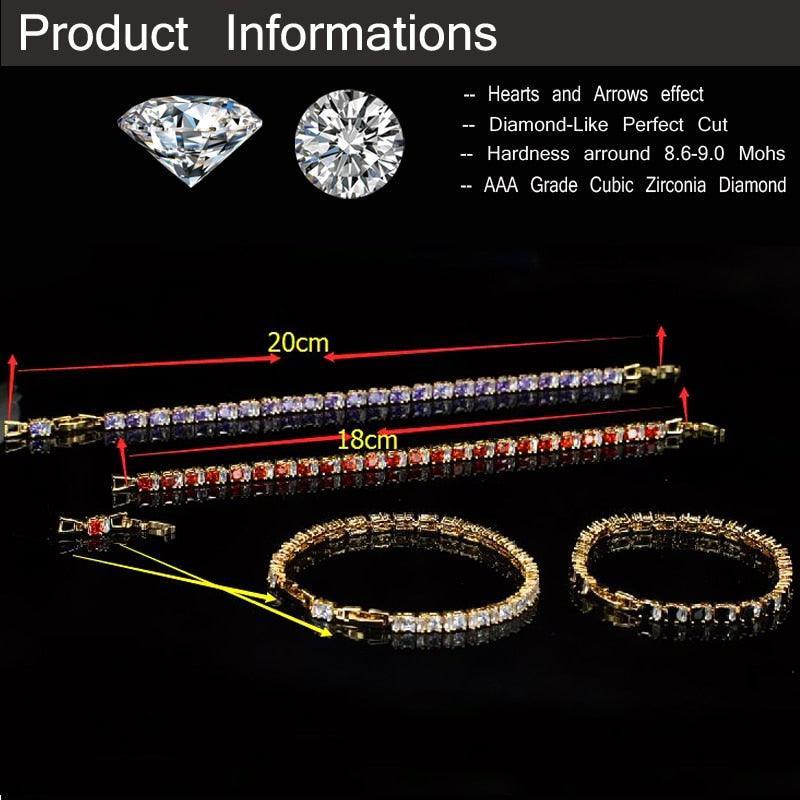 SUPERB Stylish Square Cut Sparkling AAA+ Cubic Zircon Simulated Diamonds Yellow Gold Color Tennis Bracelet - The Jewellery Supermarket