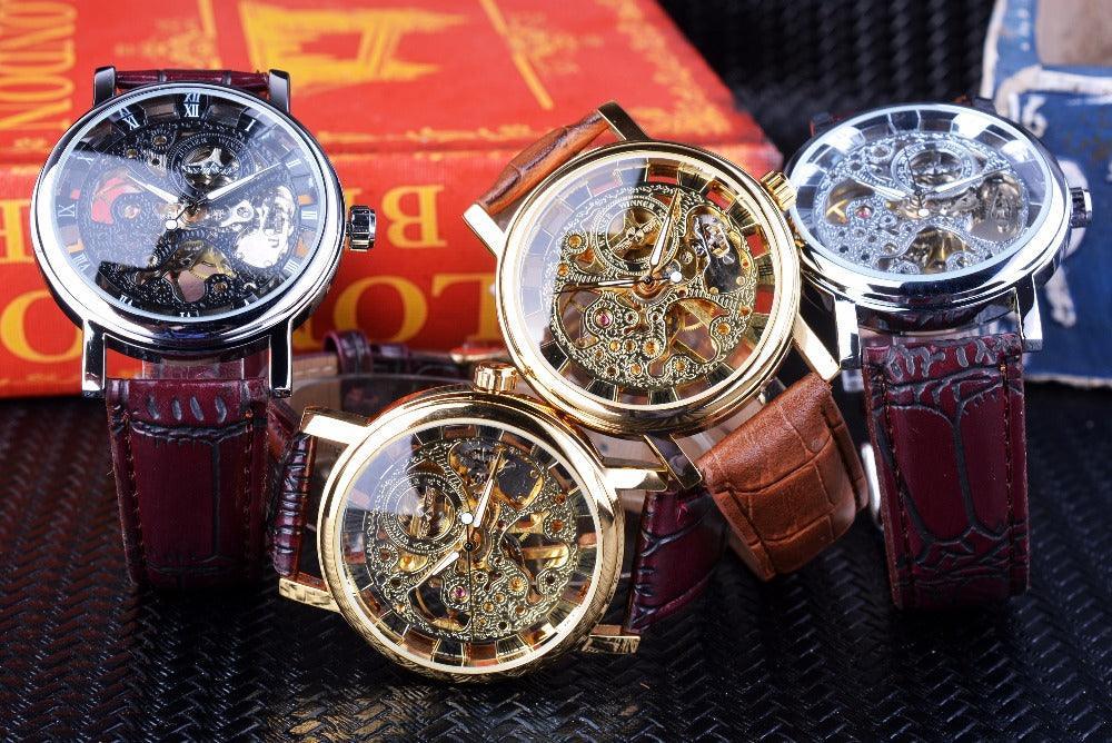 Top Brand Luxury Transparent Golden Case Luxury Casual Design Skeleton Watch - The Jewellery Supermarket