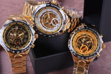 NEW - Luxury Mens Golden Mechanical Automatic Skeleton Watch - The Jewellery Supermarket