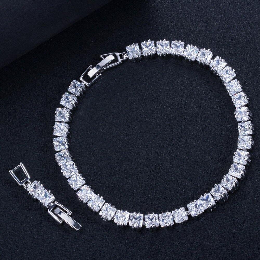 DELIGHTFUL High QualityPrincess Cut Sparkling Square AAA+ Cubic Zircon Simulated Diamonds Tennis Bracelets - The Jewellery Supermarket