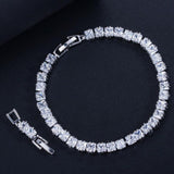 DELIGHTFUL High QualityPrincess Cut Sparkling Square AAA+ Cubic Zircon Simulated Diamonds Tennis Bracelets - The Jewellery Supermarket