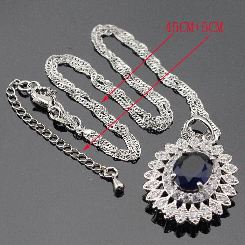 Ideal Gift - Dark Blue Sapphire AAA+ White Zircon Jewellery Set - The Jewellery Supermarket