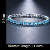 ELEGANT New AAA+ Cubic Zircon Simulated Diamonds Light Blue Neat Tennis Bracelets For Women - The Jewellery Supermarket