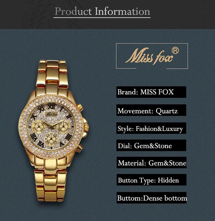 Wonderful Classic Roman Numbers Women Bling Fashion Casual Gold Colour Ladies Quartz Watch - The Jewellery Supermarket
