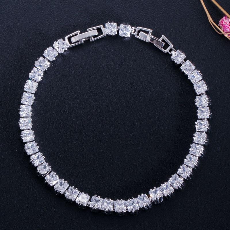 DELIGHTFUL High QualityPrincess Cut Sparkling Square AAA+ Cubic Zircon Simulated Diamonds Tennis Bracelets - The Jewellery Supermarket