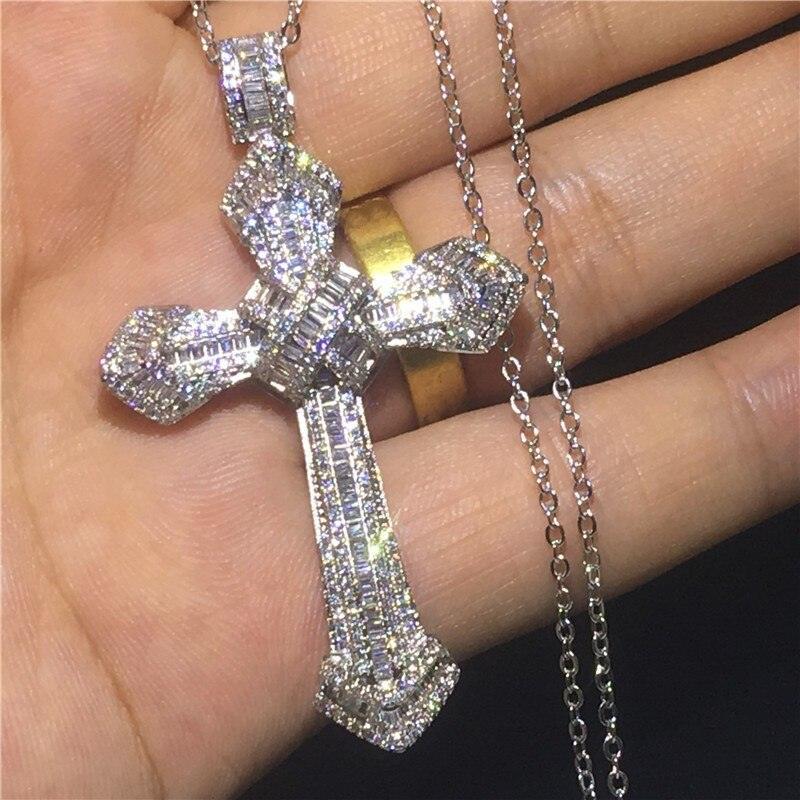 Luxury Cross Pendant AAA+ Cubic Zirconia Diamonds 925 Sterling silver Cross Pendants Necklaces - The Jewellery Supermarket
