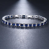 ELEGANT New AAA+ Cubic Zircon Simulated Diamonds Light Blue Neat Tennis Bracelets For Women - The Jewellery Supermarket