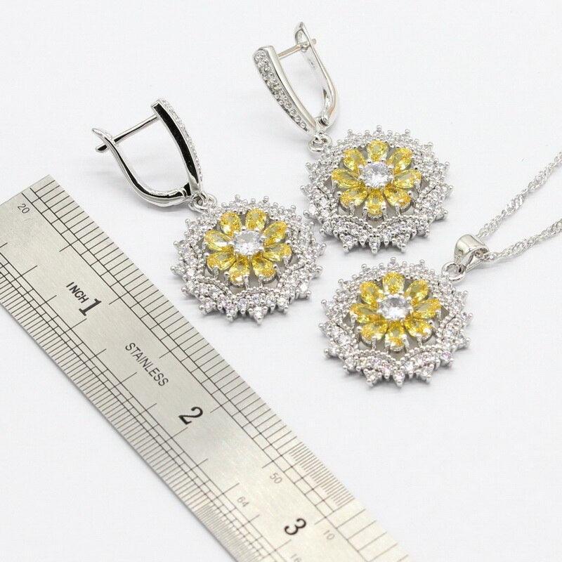Ideal Birthday Gift - Silver 925 Yellow Zircon Jewellery Set - The Jewellery Supermarket