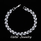 DELIGHTFUL Trendy AAA+ Cubic Zirconia Simulated Diamonds Silver Color Leaf Charming Bracelets - The Jewellery Supermarket