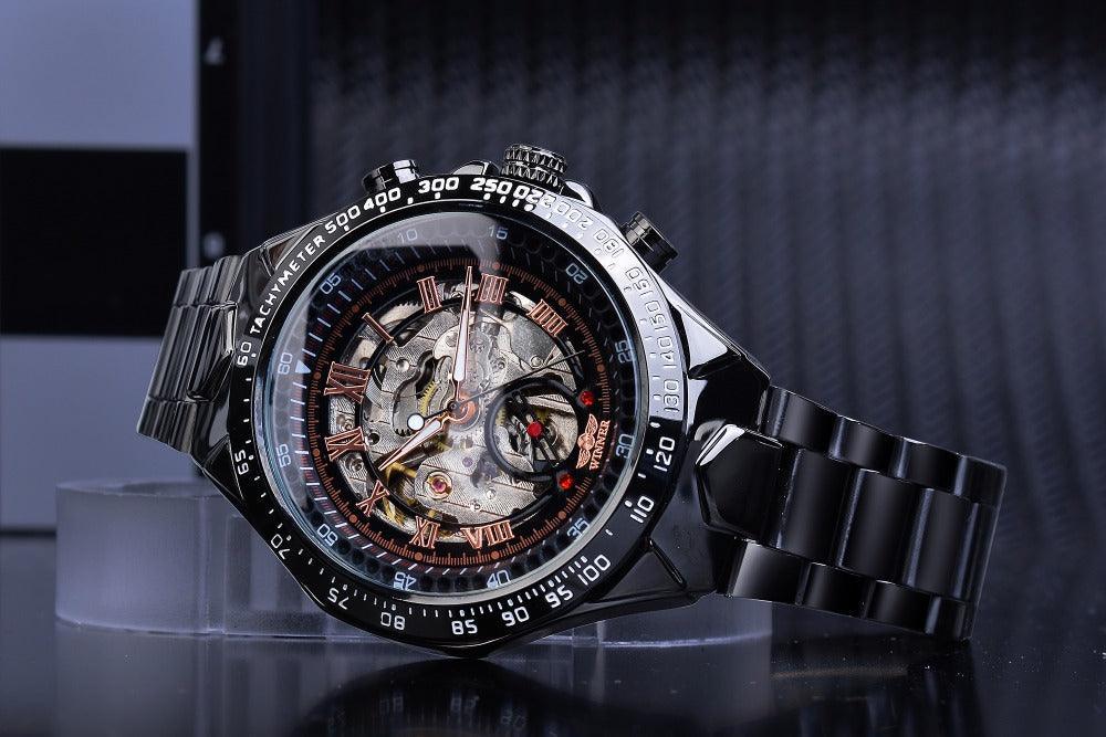 NEW - Luxury Mens Golden Mechanical Automatic Skeleton Watch - The Jewellery Supermarket