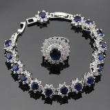 Ideal Gift - Dark Blue Sapphire AAA+ White Zircon Jewellery Set - The Jewellery Supermarket