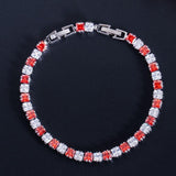 Fashion Tennis Style White Gold Color AAA+ Cubic Zirconia Simulated Diamonds With Red Blue Black Green Bracelets - The Jewellery Supermarket