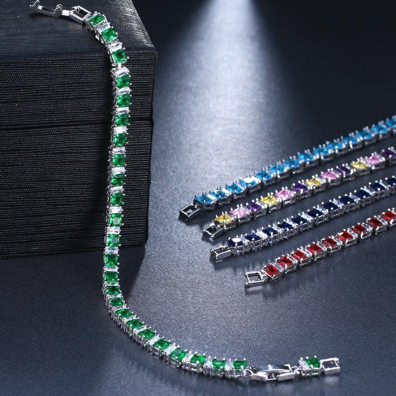 ELEGANT New AAA+ Cubic Zircon Simulated Diamonds Light Blue Neat Tennis Bracelets For Women - The Jewellery Supermarket
