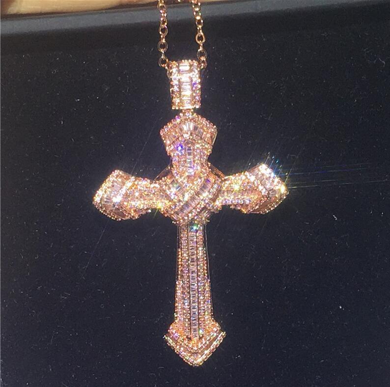 Luxury Cross Pendant AAA+ Cubic Zirconia Diamonds 925 Sterling silver Cross Pendants Necklaces - The Jewellery Supermarket