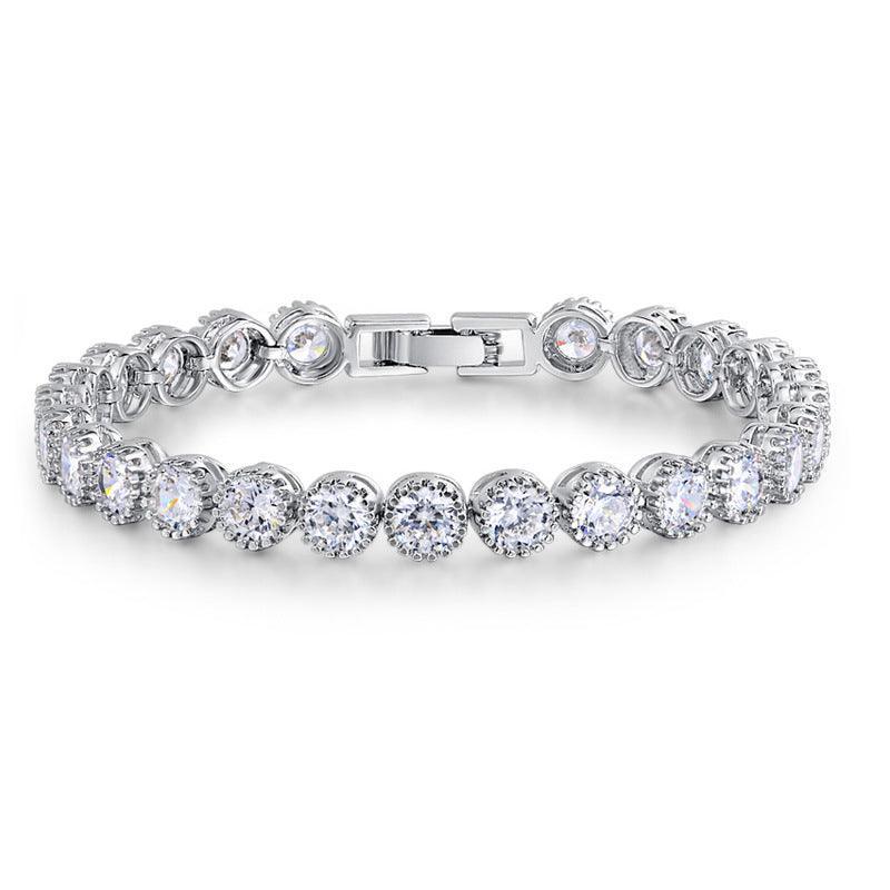 Luxury Women Round AAA+ CZ Diamonds Silver Color Tennis Bracelet - The Jewellery Supermarket