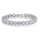 Luxury Women Round AAA+ CZ Diamonds Silver Color Tennis Bracelet - The Jewellery Supermarket