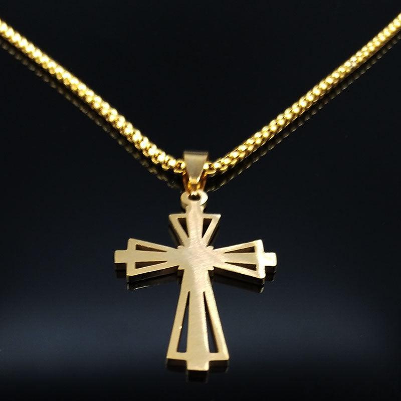 Marvellous Gold Color Chain Christian Cross Stainless Steel Necklace - Religious Jewellery - The Jewellery Supermarket