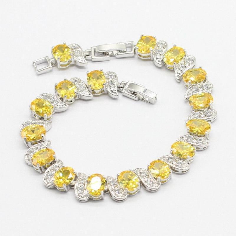 Ideal Birthday Gift - Silver 925 Yellow Zircon Jewellery Set - The Jewellery Supermarket