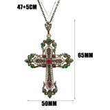 Antique Gold Color  Christian Pendant Necklace - Religious Jewelry Flower Cross Necklace For Women - The Jewellery Supermarket