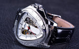 NEW - Luxury Men Golden SteampunkTriangle Skeleton Movement Mechanical Wrist Watch - The Jewellery Supermarket