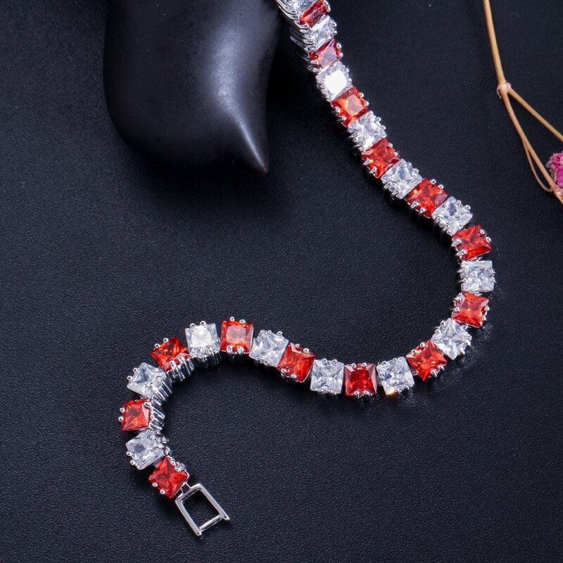 DELIGHTFUL High QualityPrincess Cut Sparkling Square AAA+ Cubic Zircon Simulated Diamonds Tennis Bracelets - The Jewellery Supermarket