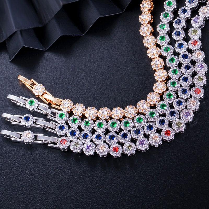 Classic Micro Pave Round AAA+ Cubic Zirconia Simulated Diamonds Yellow Gold Color Tennis Bracelets for Women - The Jewellery Supermarket