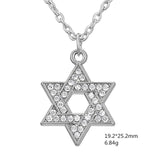 NEW Star of David Judaica Silver Colour Clear Crystal Paved Pendant Necklace for Women and Men - The Jewellery Supermarket