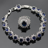 Ideal Gift - Dark Blue Sapphire AAA+ White Zircon Jewellery Set - The Jewellery Supermarket
