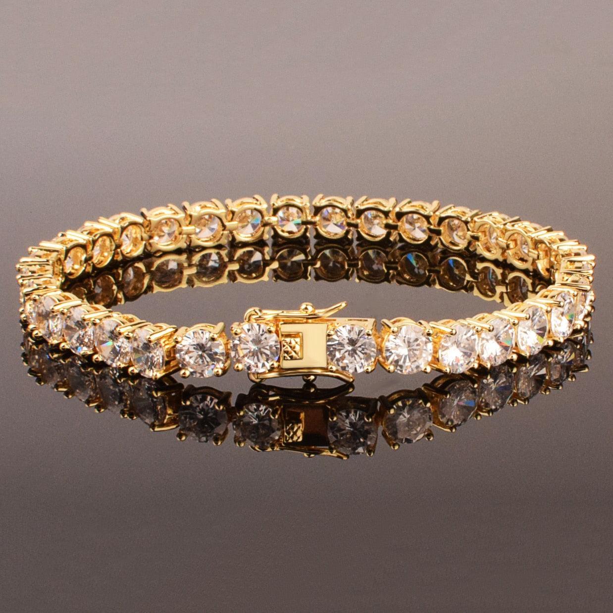 CAPTIVATING Gold Color 1 Row AAA+ Cubic Zirconia Simulated Diamonds Tennis Link Bracelets - The Jewellery Supermarket