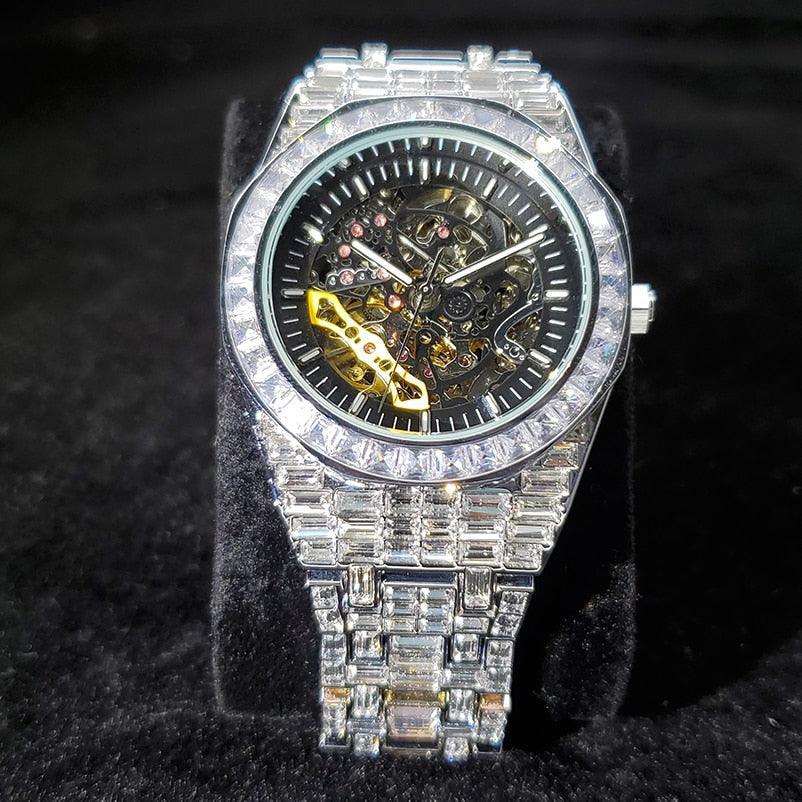 Luxury Men MISS FOX Hip Hop Ice Out Mechanical Waterproof Watch - The Jewellery Supermarket