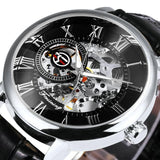 NEW - Luxury Mens Gold Mechanical Skeleton Leather Forsining 3d Hollow Watch - The Jewellery Supermarket