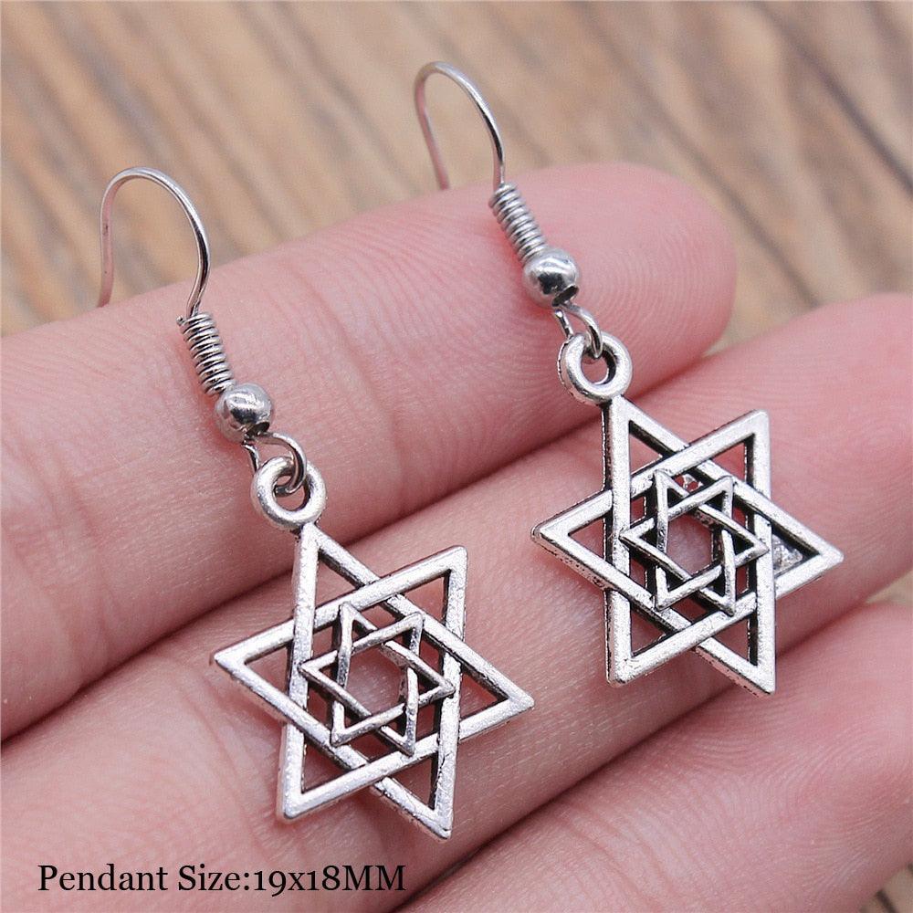 NEW Star Of David Candlestick Menorah Dangle Hanukkah Religious Earrings for Women - The Jewellery Supermarket