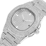 New Hip Hop Iced Out Square Simulated Diamonds Watch - Sparkling Quartz Fashion Classic Watches - The Jewellery Supermarket