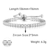 NEW Adjustable Various Size Clear AAA+ Zircon Diamonds Geometric Tennis Bracelets For Women - The Jewellery Supermarket