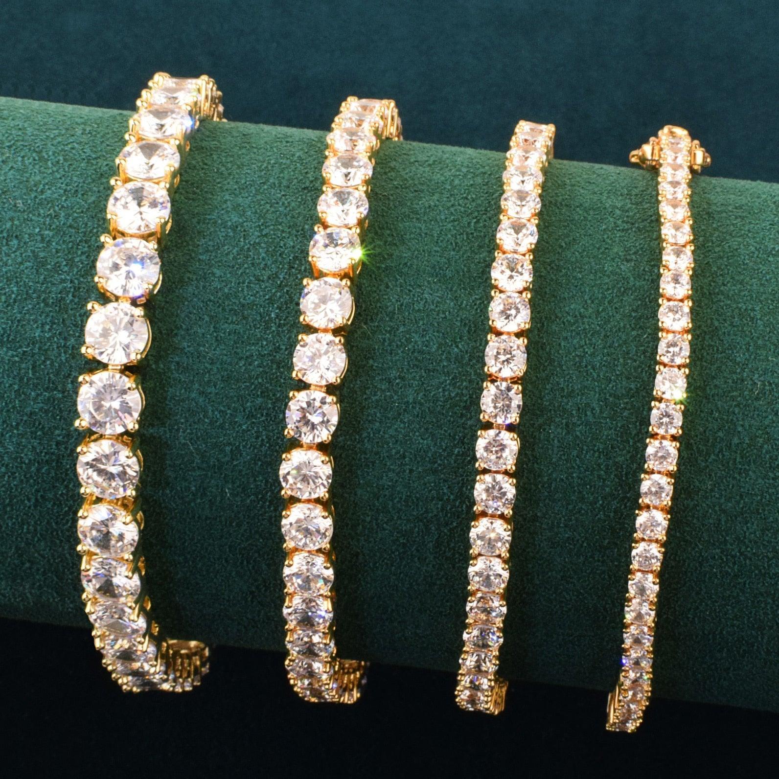 CAPTIVATING Gold Color 1 Row AAA+ Cubic Zirconia Simulated Diamonds Tennis Link Bracelets - The Jewellery Supermarket