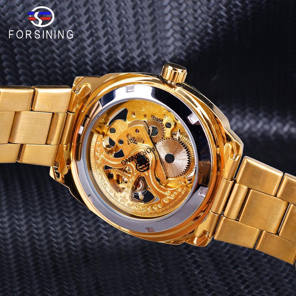 NEW - Luxury Men Golden Luminous Hands Skeleton Transparent Retro Watch - The Jewellery Supermarket