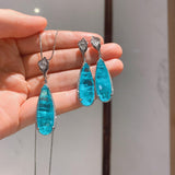 Popular Paraiba Tourmaline Gemstone Jewellery Set - Engagement Necklace Earring Jewellery Silver Ideal Gift