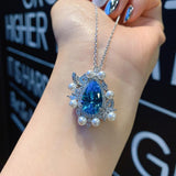 NEW - Luxury Pearl Lab Aquamarine Charming Fine Jewelry Sets - The Jewellery Supermarket