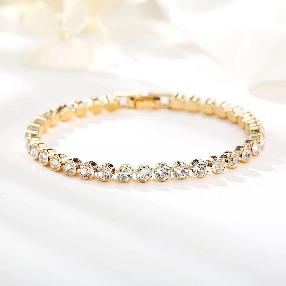 LOWEST PRICE - Luxury High Quality AAA Cubic Zirconia Crystals Tennis Bracelets For Women - Gold Silver Color Bracelets - The Jewellery Supermarket