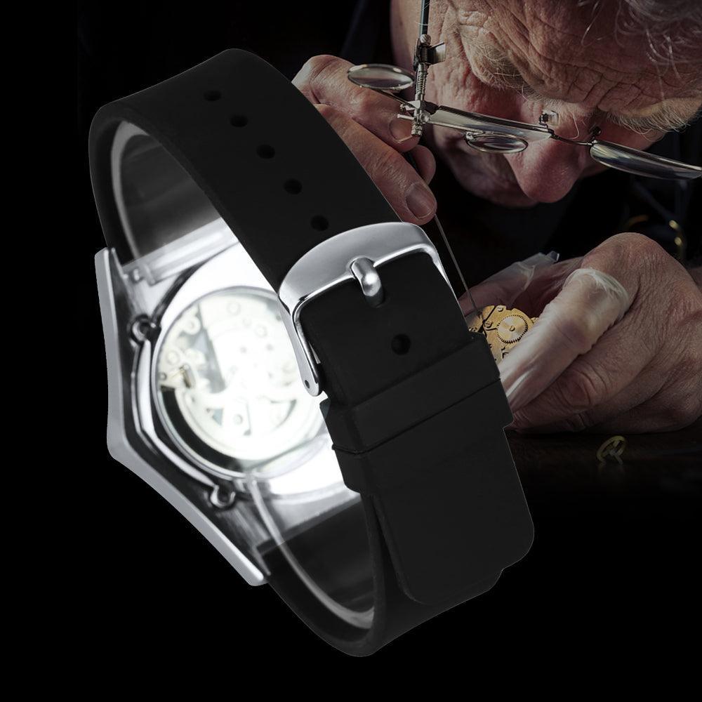 NEW - Luxury Men Gold Black Triangle Skeleton Automatic Mechanical Wristwatch Irregular Watch - The Jewellery Supermarket