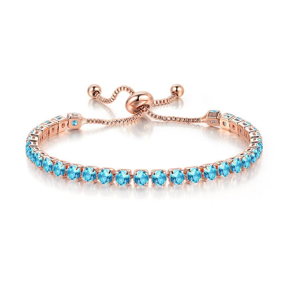 CHARMING Adjustable Colorful Birthstone AAA CZ Crystals MUlticolour Tennis Bracelets for Women - The Jewellery Supermarket