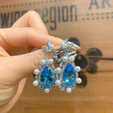 NEW - Luxury Pearl Lab Aquamarine Charming Fine Jewelry Sets - The Jewellery Supermarket