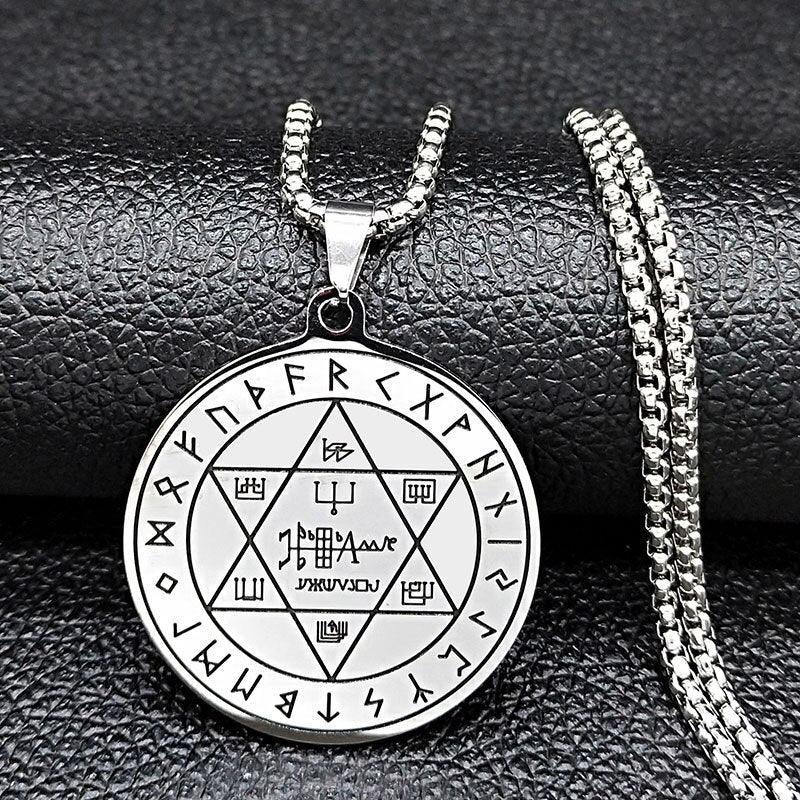 NEW Pentacle Key Of Solomon Seal Stainless Steel Hexagram Necklace - The Jewellery Supermarket