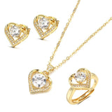 NEW Promise Ring Stud Earring Necklace Sterling Silver - 18KGP AAA Zircon Crystal Fashion Jewellery Set